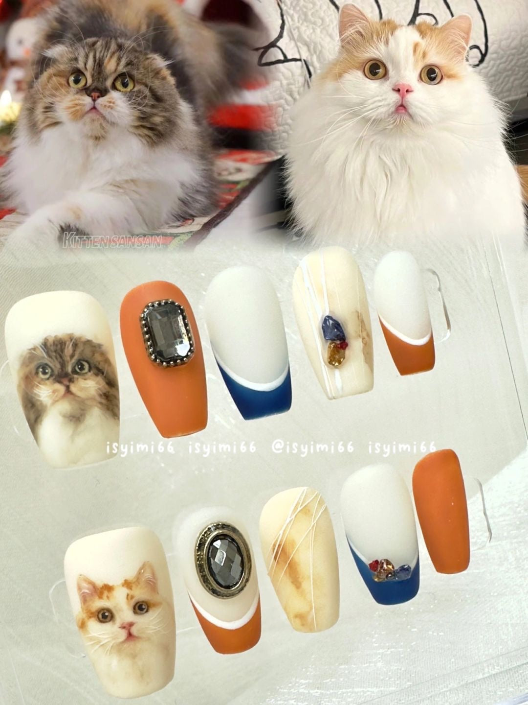 HAND-MADE CUSTOMIZE PRESS ON NAIL - FRENCH STYLE